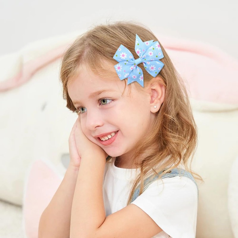 Flower Hair Clips for Little Girls Fresh Blue Floral Hair