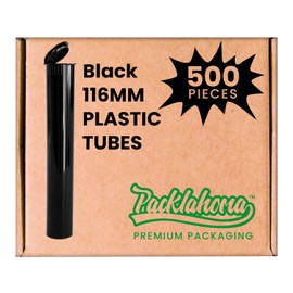 Packlahoma 500 Pack 116mm Black Pop Top Tubes with Squeeze Caps | Plastic Containers for Packaging Storage Herbs and Spices (500 Count)