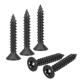 sourcing map 40Pcs Flat Head Torx Screws, M4 x 25mm 304 Stainless Steel Countersunk Self Tapping Anti-Theft Wood Screws Tamper Resistant Screws Fit T20 Bit for Wood, Fence, Decking (Black)