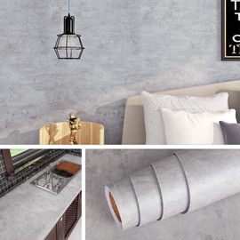 Livelynine 24 Inch Wide Cement Gray Contact Paper for Countertops Peel and Stick Kitchen Countertop Contact Paper Waterproof Concrete Wallpaper for Bedroom Counter Table Desk Top Grey Vinyl Wrap