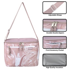 Fridge Pak Insulated Adult Lunch Box & 12 Can Large Capacity Can Cooler Bag (Pink)