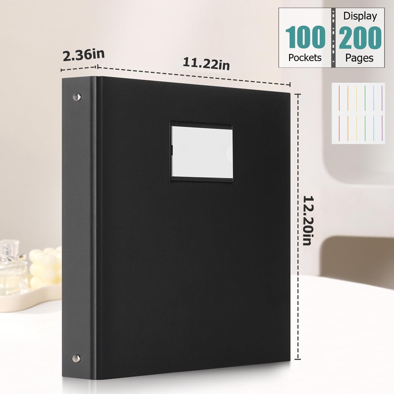 Uquelic Binder with Plastic Sleeves for Letter/A4 Size (11'' x