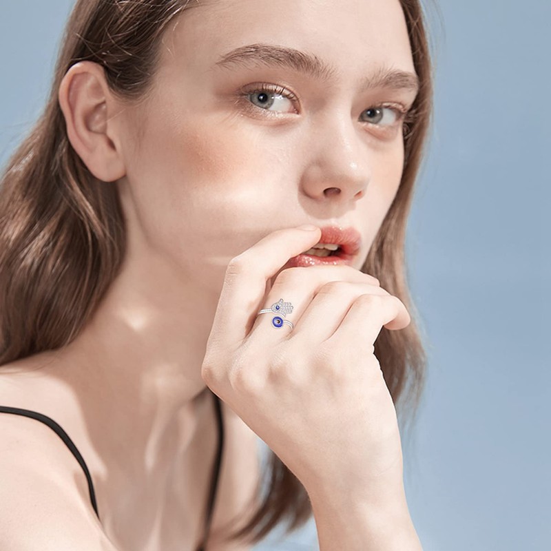 Palpitate Hamsa Evil Eye Rings Hamsa Hand of Fatima Ring
