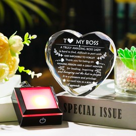 Best Boss Gifts for Women with Colorful Base Going Away Appreciation Gifts for Boss Lady Crystal Office Keepsake Present for Boss Leader Boss Day Retirement Christmas Birthday Farewell Gifts for Boss