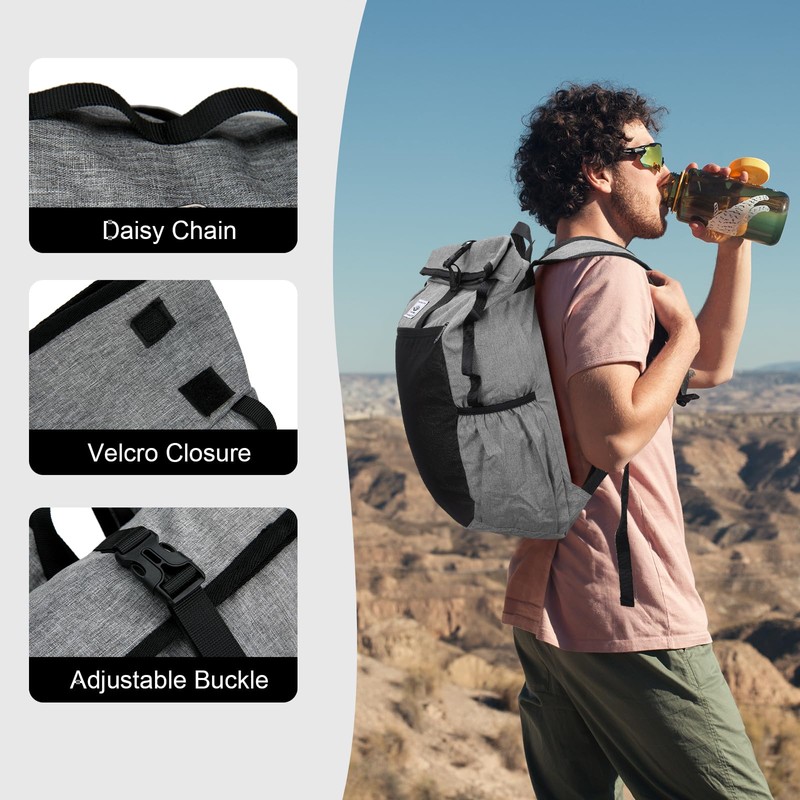 Outplea 20L Foldable Backpack Men Women Ultralight Rolltop Backpack Packable
