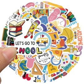 Cute Back to School Stickers for Kids, 50PCS First Day of School Teacher Reward Stickers for Students, Waterproof School Supplies Stickers for Water Bottles, Classroom Decorations