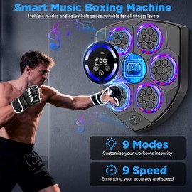 JUOIFIP Music Boxing Machine, Smart Boxing Machine for Adults with Boxing Gloves, 9 Modes & 9 Speeds Wall Mounted Music Punching Machine for Home Gym Office Workout