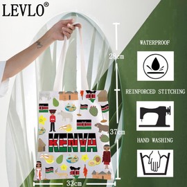 LEVLO Kenya Tote Bag Kenya Souvenir Gift The Republic of Kenya Trip Shoulder Bag Africa Kenya Wildlife Merch, Kenya Tote