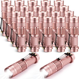 Fumete 20 Pcs LED Flashlight Torch Mini 3 Mode Tactical Flashlights Small Water Resistant Pocket Light Tactical Lamp Adjustable Focus Zoomable Pen Flashlight for Indoor Outdoor Hiking (Pink)