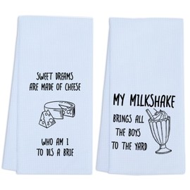 Greatingreat Cheese Towels Funny Kitchen Towels Waffle Soft Cute Kitchen Dish Hand Towels Cheese Lovers Absorbent Hostess Decor Bath Towels Housewarming Gift Set of 2