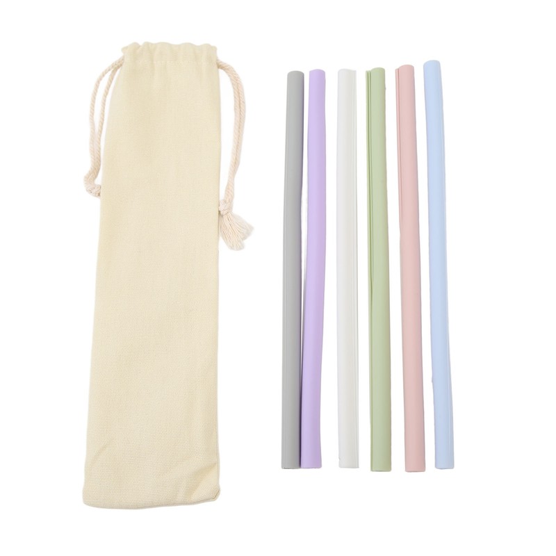 6PCS Openable Straws Silicone 9.8in Snap Washable Reusable Easy to