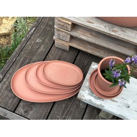 Yawata Kasei Eco Plate Oval 320 Black "Hachiman Gardens:arble" 246077 Made in Japan