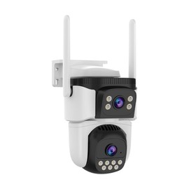 VSTARCAM Dual Lens Security Camera Outdoor, WiFi Cameras for Home Security with Color Night Vision, Pan/Tilt, Motion Detection & Tracking, Light & Siren Alarm, 2-Way Audio, SD/Cloud