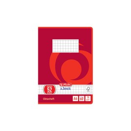 Herlitz Octave Notebook, A6, 60 Sheets, FSC Mix, Pack of 10 Chequered red