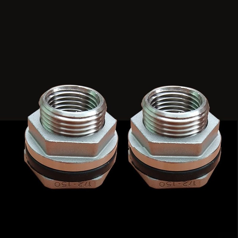 and Leakproof Bulkhead Tank Fitting, 304 Stainless Steel Construction (1/2)