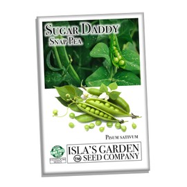 Sugar Daddy Snap Pea Seeds for Planting, 50+ Heirloom Seeds Per Packet, (Isla's Garden Seeds), Non GMO Seeds, Botanical Name: Pisum sativum, Great Home Garden Gift