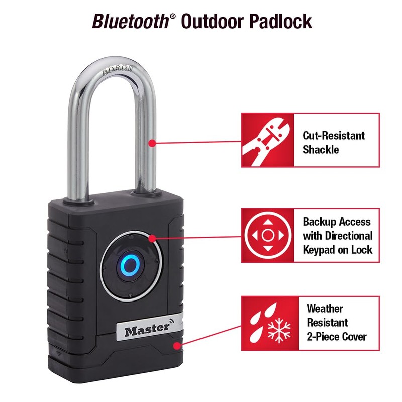 Master Lock Outdoor Bluetooth Smart Lock with Keypad, 2-7/32 in.