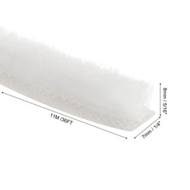 uxcell Self Adhesive Brush Seal Weather Stripping 5/16" x 1/4" x 36ft, Door Brush Strip for Sliding Sash Door Window Wardrobe Seal, White