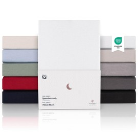 Blumtal® Premium Fitted Sheet, 140 x 200 cm, Jersey, Oeko-Tex Certified Bed Sheet, 140 x 200 cm, 100% Cotton, Fitted Sheet, 140 x 200 cm, for Mattresses up to 25 cm, Sheet, 140 x 200 cm, White