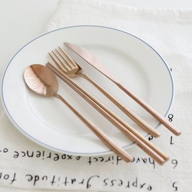 Rose gold cutlery set fork, knife, spoon, chopsticks / 로즈골드 양식기 커트러리 세트 포크 나이프 숟가락 젓가락