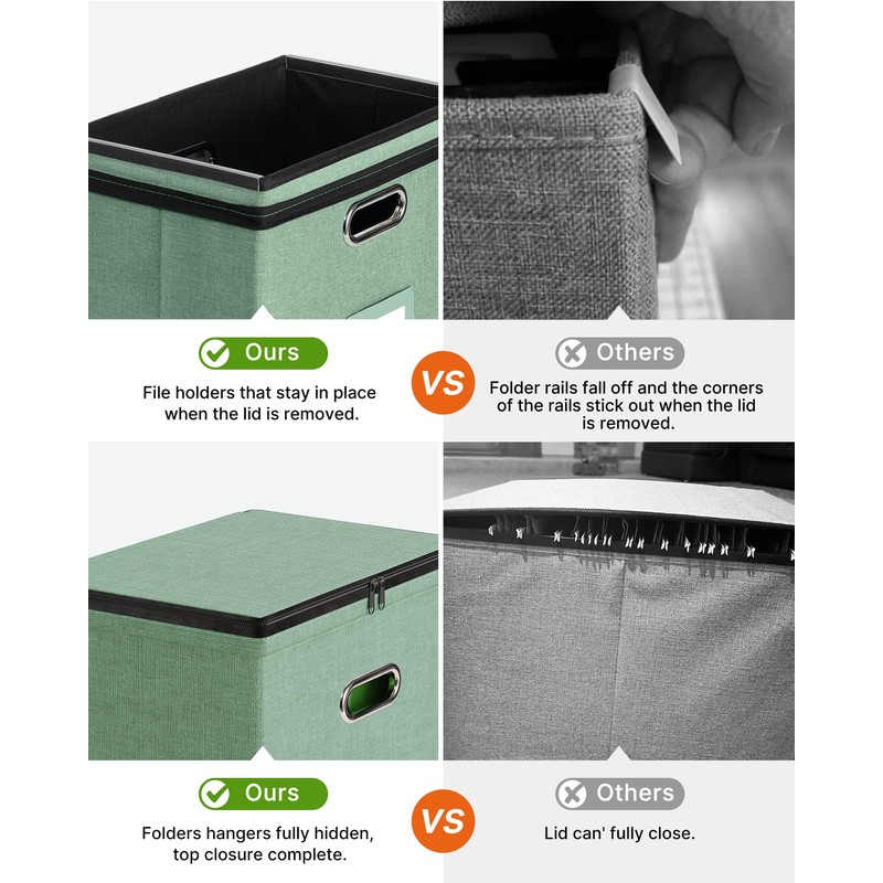 Oterri 2 Pack File Organizer Boxes with Lids, File Box