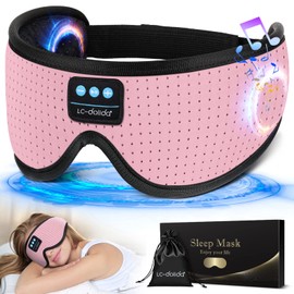 LC-dolida Sleep Headphones, White Noise Bluetooth Sleep Mask 3D Wireless Eye Mask Sleeping with Timing, Sleep Mask with Bluetooth Headphones for Side Sleepers Travel Yoga
