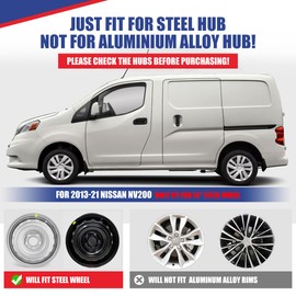 Winjet 15'' Wheel Covers Replacements Hubcaps for 2013-2021 Nissan NV200 Wheel Rim Covers, [Only Fit Iron Hub & Steel Wheel] Snap On Installation(15 Inch Set of 4,Black Lacquer)