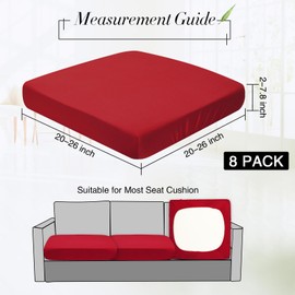 Tingjoo 8Pcs Patio Cushion Covers Stretch Outdoor Couch Cushion Covers Slipcovers Sets Replacement Furniture Sofa Chair Seat Couch Washable(Burgundy)