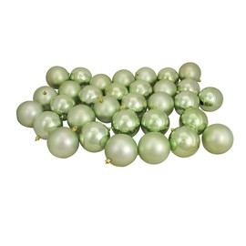 Northlight 32ct Celadon Green Shatterproof 2-Finish Christmas Ball Ornaments 3.25" (80mm)
