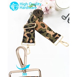 GINJKGO Purse Straps Replacement Crossbody - Crossbody Straps for Purses, Changeable Wide Shoulder Strap for Bags Guitar Style Green Leopard (Wide:2'''')Medium