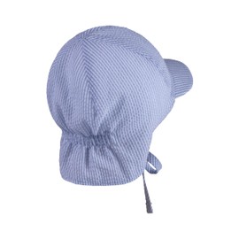 Sterntaler Striped Peaked Cap with Neck Protection and Tie Band for Boys - Baby Hat Made of Crushed Blend Fabric with Ear Flaps - Peaked Cap for Babies with UV Protection 50, sky blue