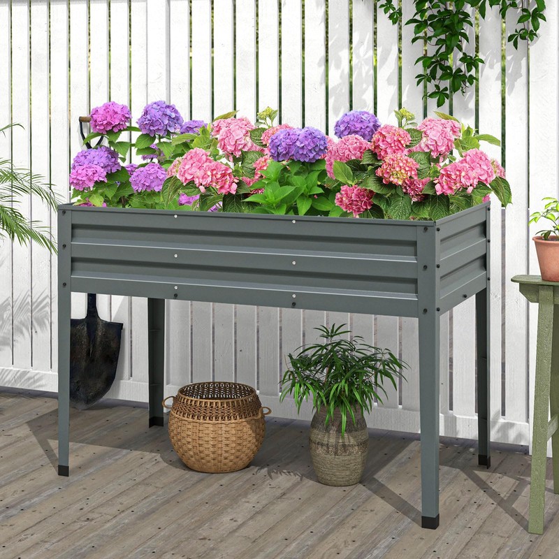 Giantex Raised Garden Bed with Legs, 46”x24”x32” Galvanized Steel Planter