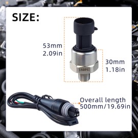 Pressure Transmitter Pressure Sensor, 0.5-4.5V 1/8NPT Sensor Transducer Pressure with Cable, Stainless Steel Pressure Sensor for Oil, Fuel, Air, Gas, Water, Gas Tank, Diesel Tank (150 PSI)