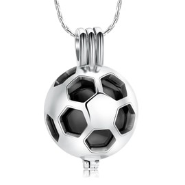 QGJNSGC Football Cremation Jewellery for Ashes Memorial Urn Necklace Stainless Steel Football Pendant Keepsake Ash Holder, Stainless Steel