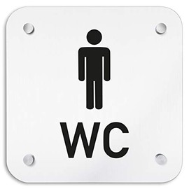 Türschilder24 Aluminium Wall Sign 200 x 200 mm • WC Men • Safety Sign - Door Sign Made of 1.5 mm Thick Aluminium • Includes Mounting Material + Wall Mounting