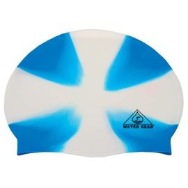 Water Gear Silicone Adult Swim Cap - Flexible Unisex Waterproof - Great for Short and Long Hair - Improve Your Performance - Women Men and Teens -Triathlon Swimmers and Athletes (X-White/Blue)