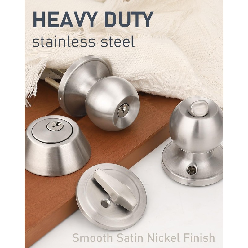 6 Pack Keyed Entry Door Knob and Single Cylinder Deadbolt