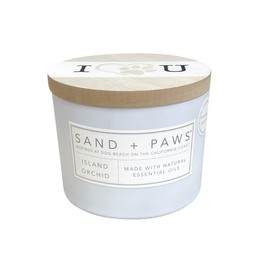 Sand + Paws Scented Candle - Island Orchid - Additional Scents and Sizes –Luxurious Air Freshening Jar Candles Neutralize pet Odors and Enhance Home décor – 100% Cotton Lead-Free Wicks - 12 oz