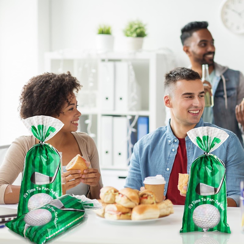 Jetec 100 Pcs Golf Party Candy Favor Bags Golf Cellophane