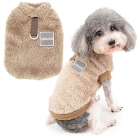Zunea Fleece Winter Jacket for Small Dogs Warm Winter Coats Pullover Sweater Soft Fuzzy Puppy Clothing with D-Ring for Harness Lead Cold Weather Pet Clothing for Chihuahua Cats Brown XXL