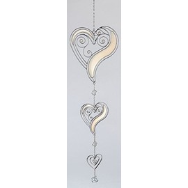formano Modern decoration for windows, heart hanger, window decoration, decorative hanger, glass picture for hanging, Tiffany, white/silver, 58 cm, large