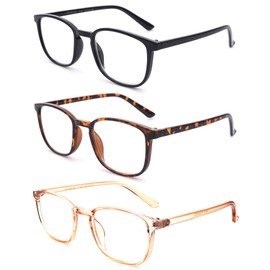 Newbee Fashion 3 Pairs Slim Square Light Frame Reading Glasses +3.50