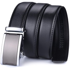 Men's Belt,Nelbons Leather Ratchet Belt for Men with Slide Buckle,Trim to Fit width 3.5cm 1 3/8 inch