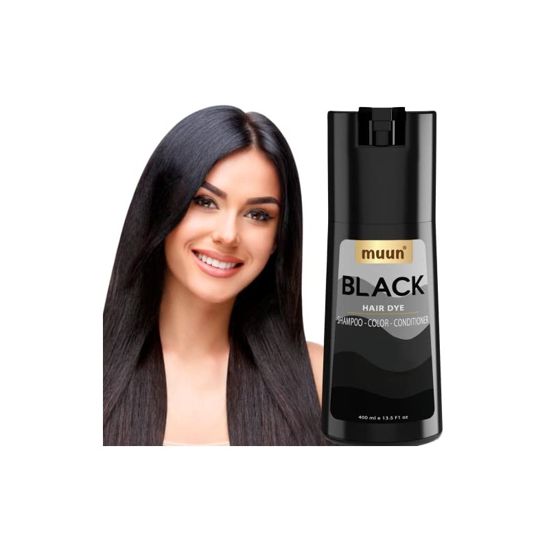 Muun Champú Tinte Cabello Negro Colorante Amoníaco Cubrir Canas Minutos