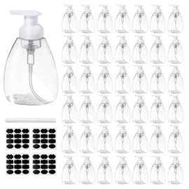 42 Pcs 8 oz Foaming Soap Dispenser Refillable Empty Containers Plastic Pump Bottles Foam Dispenser Bottle for Hand Soap, Shampoo, Liquid Soap with Labels and Pen