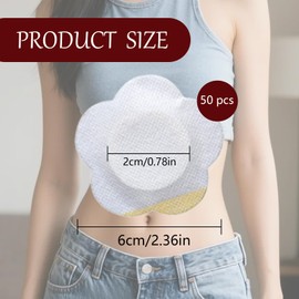 50 Stück Rizinusöl Packung,Selbstklebende Rizinusöl Bauchnabel,Castor Oil Patches,Patches Kein Waschen für Bauchnabel und überall (Weiß,Öl Nicht Lieferumfang Enthalten)