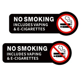 No Smoking Signs for Business, 2 Pack No Smoking No Vaping Sign, Acrylic Self-Adhesive, Easy Mounting, Outdoor/Home/Business Use 9 X 3 Inch