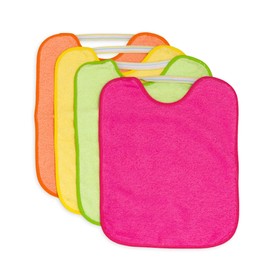 Ti TIN Pack of 4 Waterproof Baby Bibs with Rubber Closure, 90% Cotton, 10% Polyester with Vinyl Lining, Pack of 4 Bibs for Babies from 1 Year, 4 Intensive