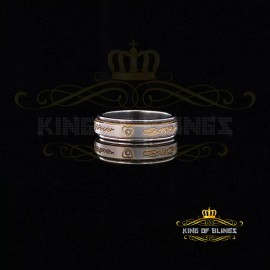 KING OF BLINGS Titnium White 0.01CT Diamond Mens Two Tone Band Ring Size 8 and Size 9