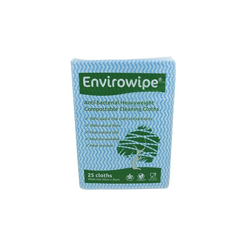 EcoTech EWF25B Envirowipe Compostable Folded Cloth, Blue (pack of 25)